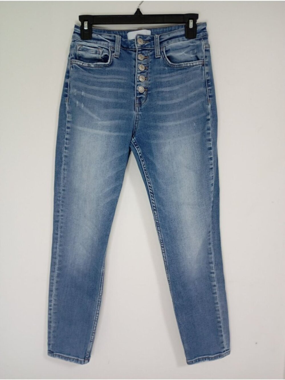 Vervet High-Rise Button-Fly Skinny Jeans Blue Womens Size 26 Stretch Denim
